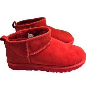 UGG Classic Ultra Mini Red Cozy Boots, Size 10, Style 1116109 - NWOT